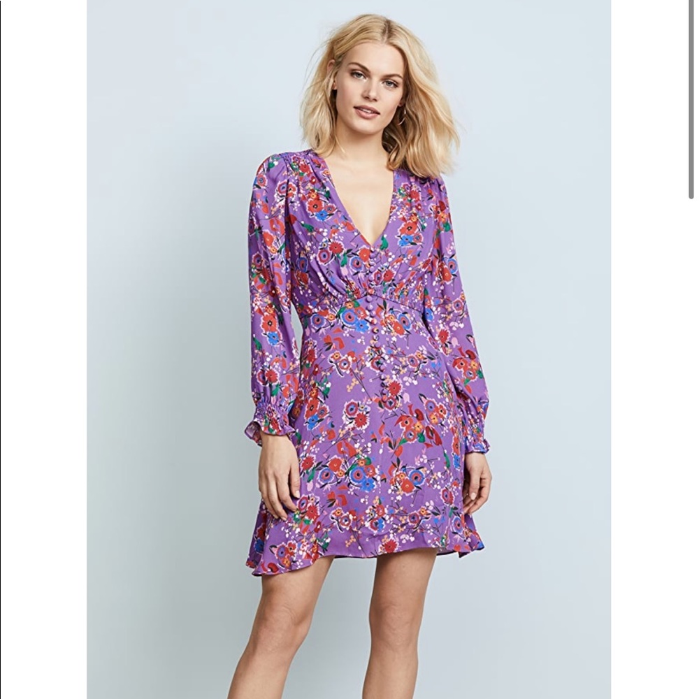 Saloni Eve Lilac Floral Mini Dress